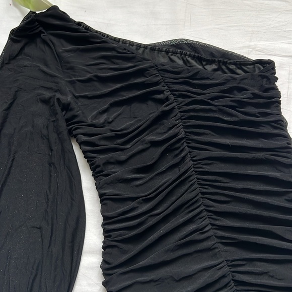 NWT LOGENE One Shoulder Puff Long Sleeve Ruched Bodycon Mini Dress - Picture 9 of 9